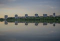 Reflection of houses in the lake Royalty Free Stock Photo