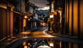 reflection of kyoto in japan , light and buildings