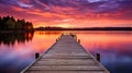 reflection lake dock sunset Royalty Free Stock Photo