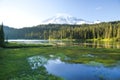 Reflection Lake and Mount Ranier volcano Royalty Free Stock Photo