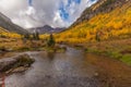 Reflection at Maroon Bells in Fall Royalty Free Stock Photo
