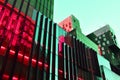 Reflection of modern buildings in the windows of a modern office building Royalty Free Stock Photo