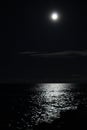 Reflection of the moonlight on the sea bed during a full moon day