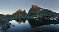 Reflection Of Moonrise Over Three Sirens and Scylla Mountains Royalty Free Stock Photo