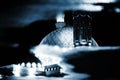 Reflection of the mosque in the water. Night conceptual photo Royalty Free Stock Photo