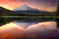 Reflection of Mount Hood on Trillium Lake Sunset Royalty Free Stock Photo