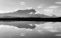 Reflection of Mount Kinabalu in black and white Royalty Free Stock Photo