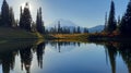 Reflection of Mount Rainier in Upper Tipsoo Lake near the summit of Chinook Pass. Royalty Free Stock Photo