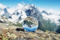 Reflection mountain in the glass ball