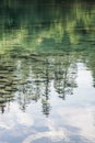 Reflection in the mountain lake of coniferous forest and mountain landscape Royalty Free Stock Photo