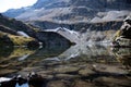 Reflection of the mountain lake `Plattachsee` in sunshine Royalty Free Stock Photo