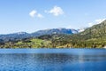 Reflection of mountain village in Hallstatter See, Austria, Euro Royalty Free Stock Photo