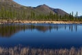 Reflection of mountains in calm water of the lake. Royalty Free Stock Photo