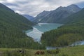 Reflection of mountains in the lake. Kucherla lake. Altai Mountains, Russia.