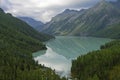 Reflection of mountains in the lake. Kucherla lake. Altai Mountains, Russia.