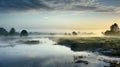 reflection nature river fog landscape