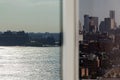 Reflection of New York city and New Jersey in the same view and frame