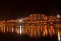 Reflection of the night city in the lake Modiin Israel Royalty Free Stock Photo