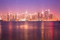 Reflection over the Hudson River and Skyline of midtown Manhattan in New York City Royalty Free Stock Photo