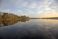 Reflection over lake with sunrise Royalty Free Stock Photo