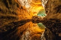 Reflection over a small lake in a cave