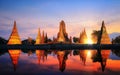 Reflection of pagoda and old temple in Ayutthaya ancient city pa