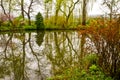 Reflection pictures. Reflections on the water. The best reflections of nature in The Monet`s Gardens, Giverny. Royalty Free Stock Photo