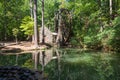 Reflection in the pond in front of the Old Grist Mill at Berry College in Georgia Royalty Free Stock Photo