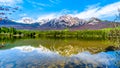 Reflection of Pyramid Mountain, in the Victoria Cross Range, in Pyramid Lake in Jasper National Park Royalty Free Stock Photo