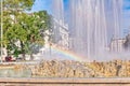 A reflection of the rainbow on the fountain Royalty Free Stock Photo