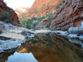 Reflection of Red glowing rocks at Ormiston Gorge Royalty Free Stock Photo