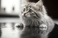 Reflection riddle: Capture the cat\'s perplexed face as it encounters its own reflection