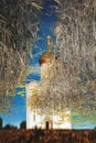 Reflection in the river Of the Church of the Intercession on the Nerl is a UNESCO historical monument in the Golden Ring of Russia Royalty Free Stock Photo