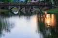 Reflection river and shadow tree in water beautiful sunset nature Royalty Free Stock Photo