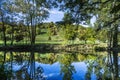Reflection in the river Tauber in lovely Tauber valley Royalty Free Stock Photo