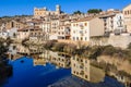 Reflection in the river in Valderrobres, Spain Royalty Free Stock Photo