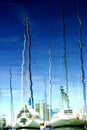 Sailboat masts reflection Royalty Free Stock Photo