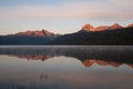 Reflection of Sawtooth Mountains at Sunrise on Redfish Lake, Idaho
