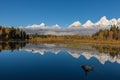 Reflection of the Scenic Tetons in fall Royalty Free Stock Photo