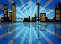 Reflection of Seattle City Skyline at Night Royalty Free Stock Photo