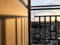 Reflection shadow balcony in evening