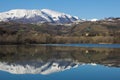 Reflection of Sibillini mountain on the San Ruffino lake Royalty Free Stock Photo