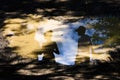 Reflection silhouette on a muddy road puddle Royalty Free Stock Photo