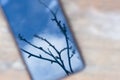 Reflection of the sky in the smartphone. Abstract background Royalty Free Stock Photo