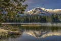 Reflection of snow covered Lassen Peak and Pine Bough, Manzanita Lake, Lassen Volcanic National Park