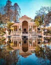 Reflection of spring Pavilion. Garden of dreams in Kathmandu, Nepal. Royalty Free Stock Photo