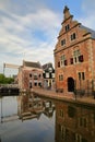 Reflection of the Stadhuis Town Hall in De Rijp, Alkmaar, North Holland, Netherlands