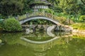 Reflection of the stone bridge in Shenzhen International Garden and Flower Expo Park