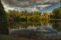 Reflection of summer in the Naryshkin pond