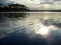 Reflection of the sun on the lake